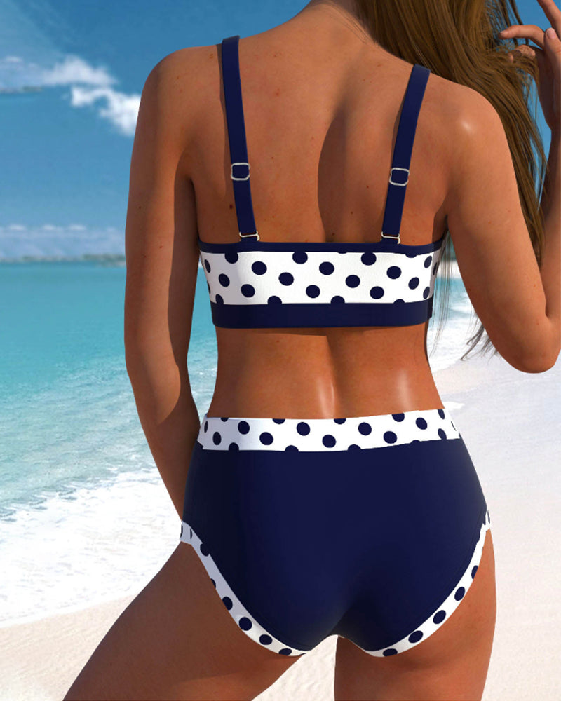 Hannah | Patchwork-Bikini mit hoher Taille und Erbsen
