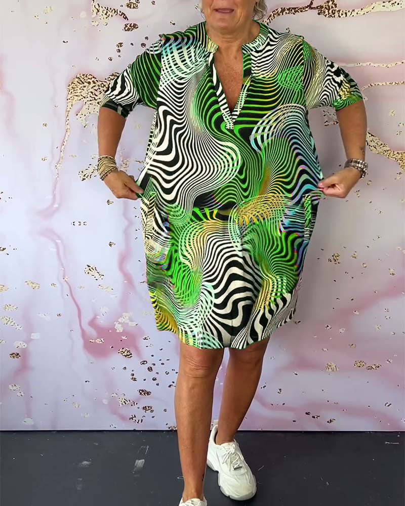 Larionne - Farbige V-Hals-Kleid