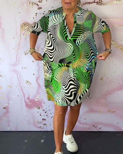 Larionne - Farbige V-Hals-Kleid