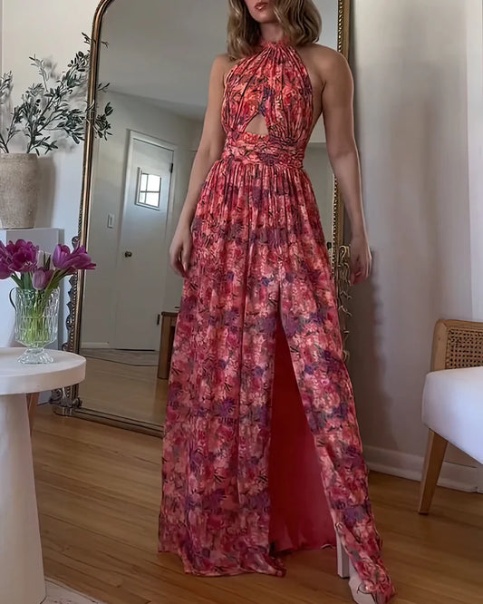 Isa Luna | Rückenfreies Maxikleid mit Blumenprint