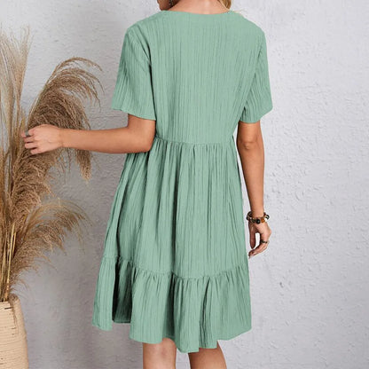 HADLEY I BOHO-CHIC MINI-KLEID MIT RÜSCHENSAUM