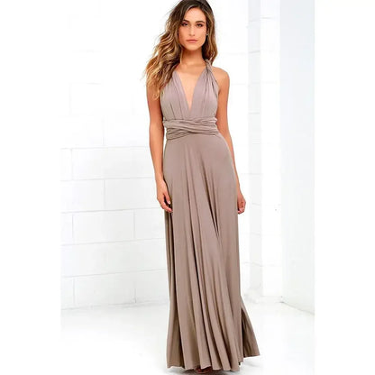Elegantes Maxi-Kleid – Sexy V-Ausschnitt, mit Bindegürtel