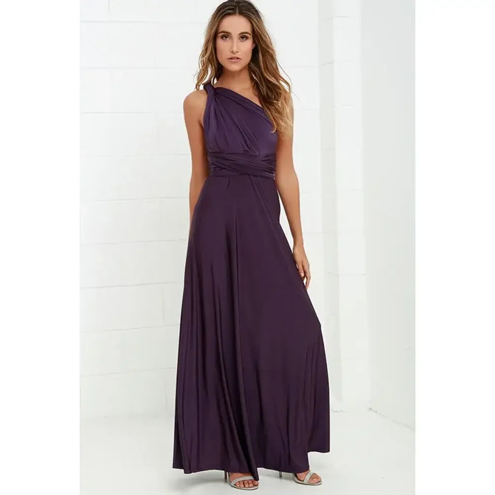 Elegantes Maxi-Kleid – Sexy V-Ausschnitt, mit Bindegürtel