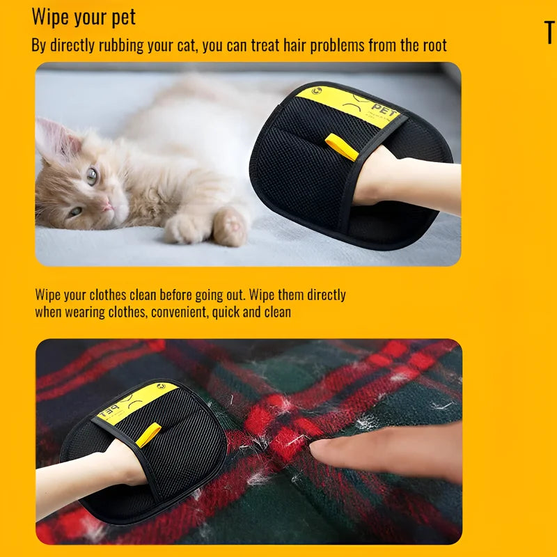 Effektive statische Haarentfernungshandschuhe für Haustiere – Doppelbürste für müheloses Entfernen von Katzenhaaren, statisch frei, ideales Reinigungswerkzeug für ein fellfreies Zuhause – Größe M