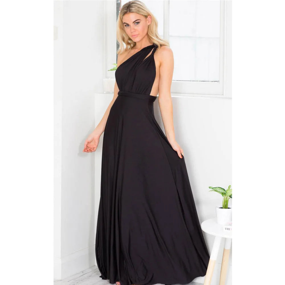 Elegantes Maxi-Kleid – Sexy V-Ausschnitt, mit Bindegürtel
