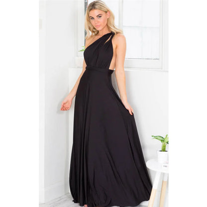 Elegantes Maxi-Kleid – Sexy V-Ausschnitt, mit Bindegürtel