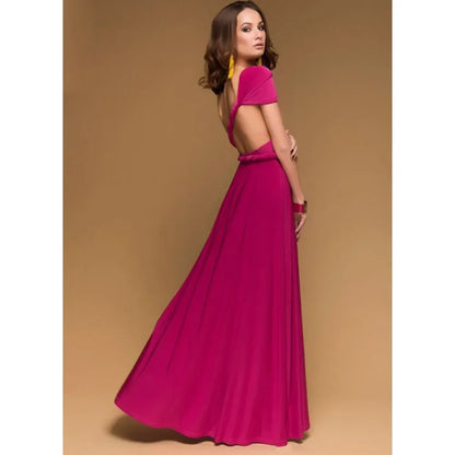 Elegantes Maxi-Kleid – Sexy V-Ausschnitt, mit Bindegürtel