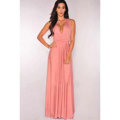 Elegantes Maxi-Kleid – Sexy V-Ausschnitt, mit Bindegürtel