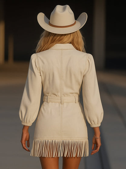 "Retro Vibes" – Fransen-Jeanskleid im 90s-Style