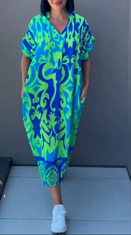 Nia | Geblümtes Midikleid mit V-Ausschnitt