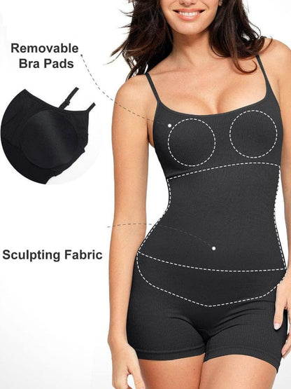 Nachhaltiger Seamless Shaping-Romper mit Rippstruktur & verstellbaren Trägern