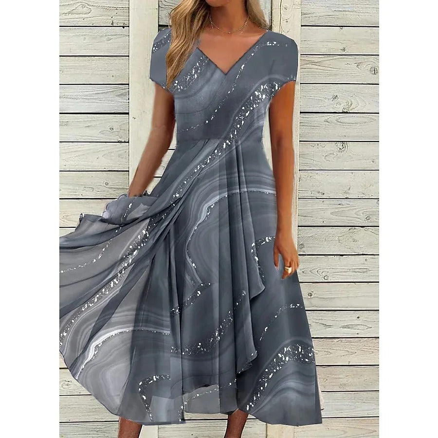 Naomi | V-Ausschnitt Midi Kleid