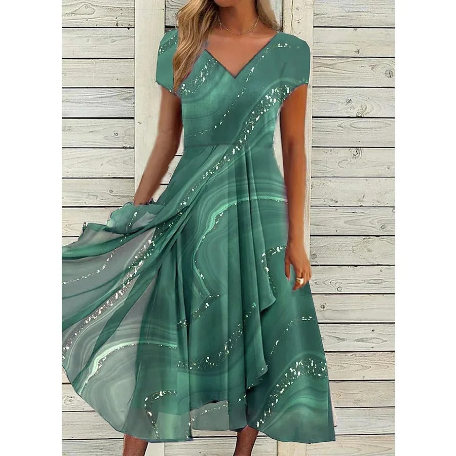 Naomi | V-Ausschnitt Midi Kleid