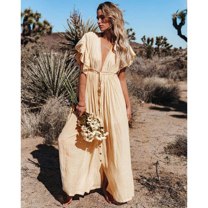 Solana | Maxi Ibiza Kleid in Creme